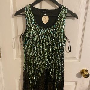 Green and black dress